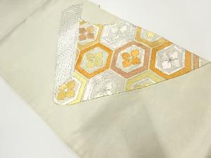 アンティーク　巻物に花亀甲模様刺繍袋帯（材料）